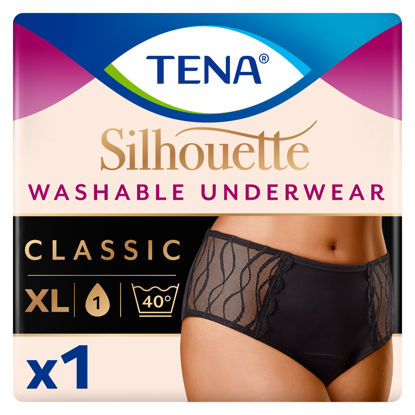 Picture of Tena Silhouette Washable Absorbent Underwear Classic Black Size Xl