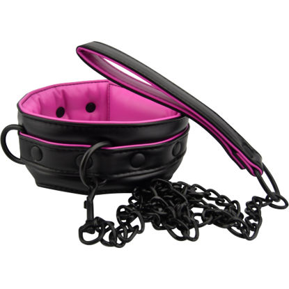 Picture of Bound to Please Pink & Black Bondage Collar & Leash