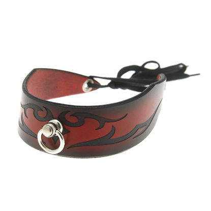 Picture of House Of Eros Dark Red  Tribal  Pattern Collar Narrow Lace Up