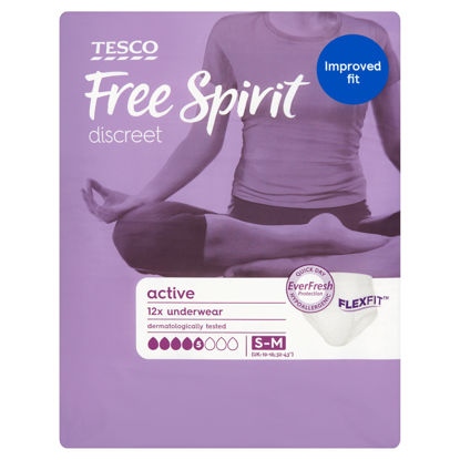 Picture of Tesco Free Spirit Active Underwear Small, Medium 12 Pack