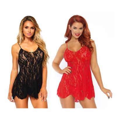 Picture of Leg Avenue Rose Lace Flair Chemise-Red