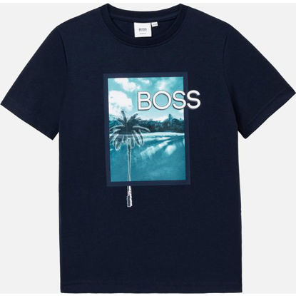 Picture of Hugo Boss Boys' Graphic Short Sleeve T-shirt - Navy - 8 Years J25l04.849 Childrens Clothing, Blue