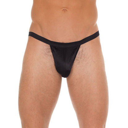 Picture of Mens Black GString With Black Pouch