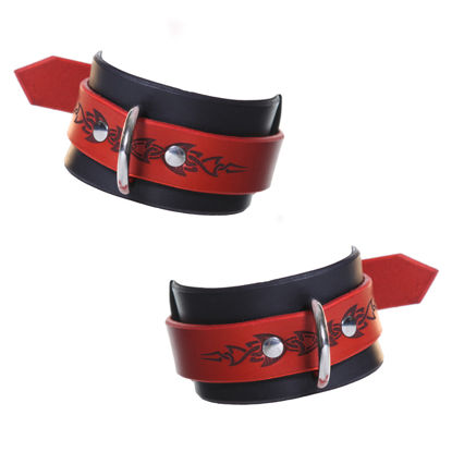 Picture of House Of Eros Red And Black Tribal Hard Wrist Cuffs